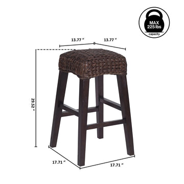 Maui Rustic Bohemian Hyacinth/Wood Backless Counter Stool
